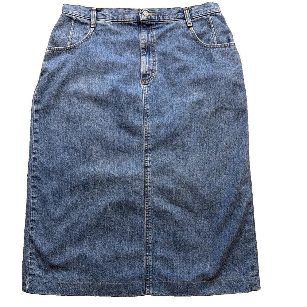 Lee Skirt Womens 18P 36x30 Blue High Waisted Made in USA 100% Cotton Vintage 80s